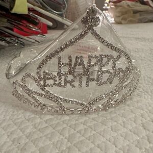 Silver Happy Birthday Crystal Tiara